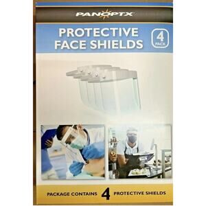 New Panoptx Protective Face Shields 4 Pack Double-Sided Anti-Fog Coatings